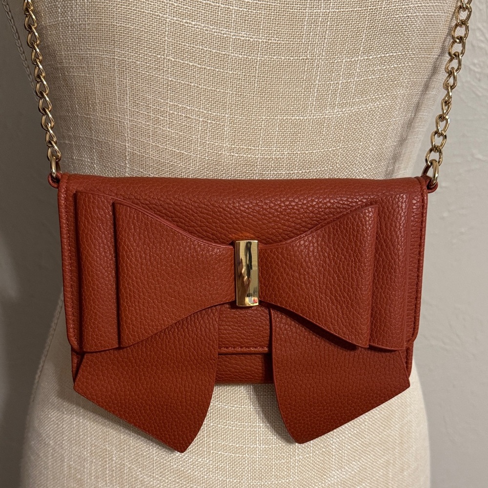 Like Dreams Elegant Bow Crossbody Bag in Warm Brown